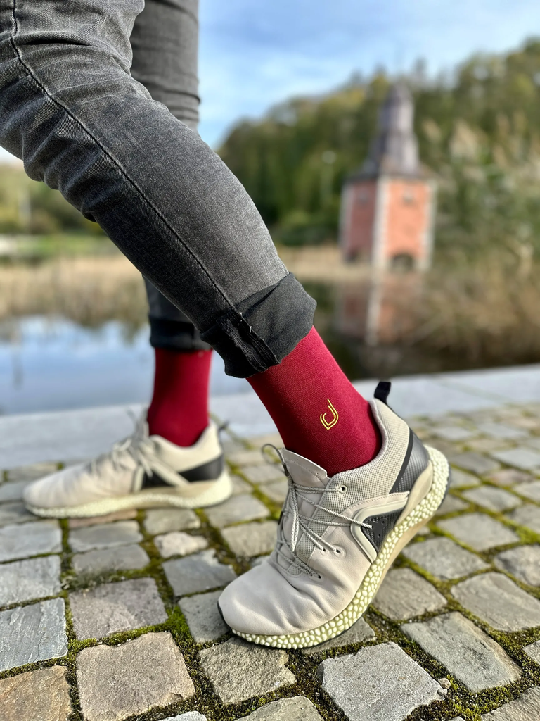 Belgian Fries C - nos chaussettes hautes bordeaux